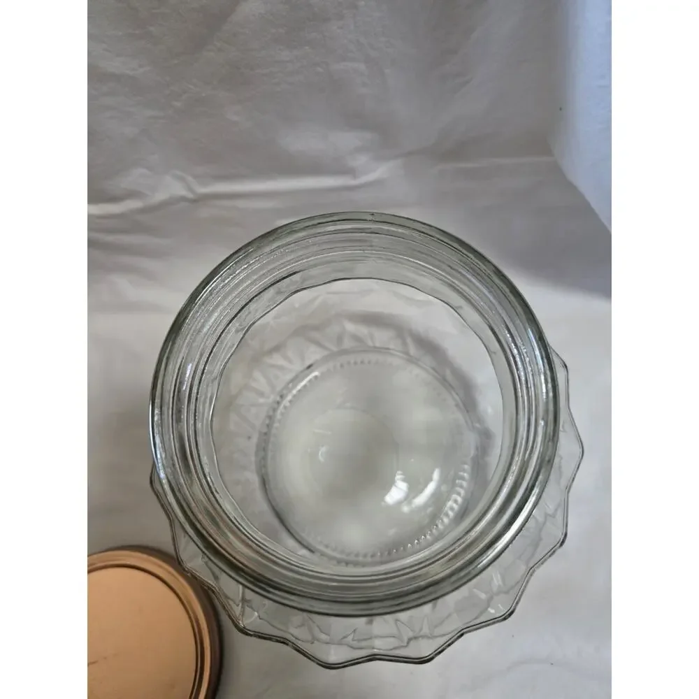 Amici Home Dakota Glass Canister W/Geometric Glass Design W/ Copper Lid